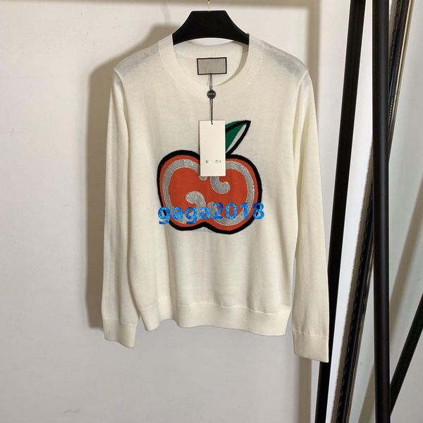 

high end женщины девушки шерстяной вязаный свитер яблоко блокируя письмо горячая бурение с длинным рукавом блузка рубашка трикотаж мода диза, White;black