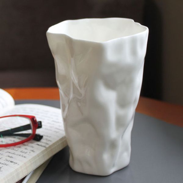 Creative Design Creative Branco Dobrável Caneca Cerâmica De Cerâmica De Cerâmica Porcelana China Café De Café Chá Copo Drinkware Garrafas Caneca