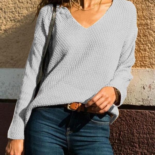 

pull femme hiver sweaters long sleeve solid color v-neck sweater women plus size roupa feminina, White;black