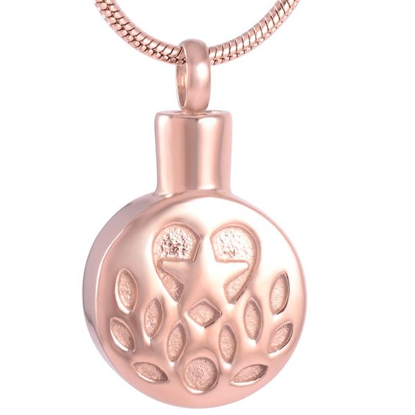 

ijd9564 stainless steel cremation rose gold circular pattern keepsake necklace for ashes urn souvenir memorial pendant women jewelry, Silver