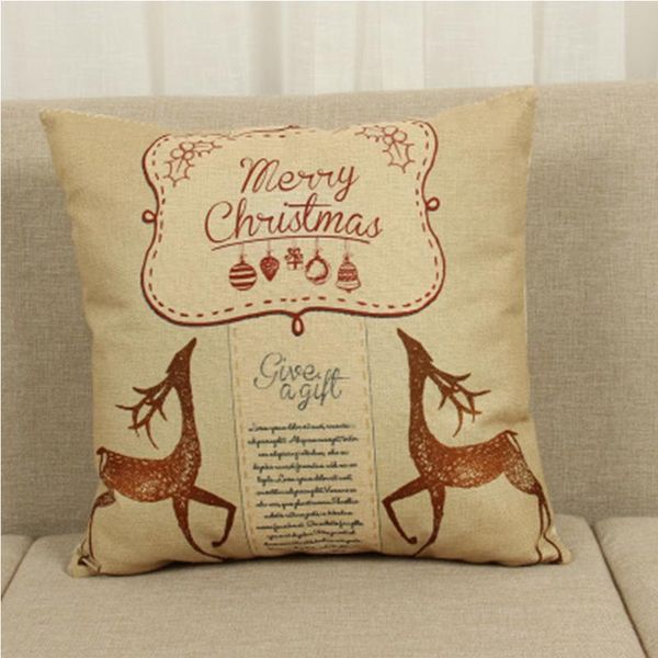 

new cotton linen christmas deer pillow case cushion cover waist sofa home car decor