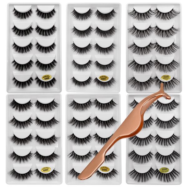 

30pairs/lot mink eyelashes false lashes natural bulk fluffy 3d mink lashes cilio eye kits 6 packs eyelashes for faux cils