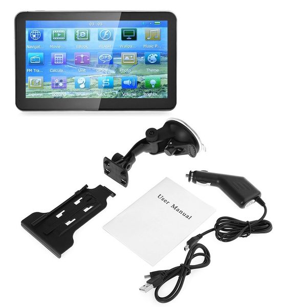 

704 7-inch 8gb rom+128m capacitive touch screen gps navigator 800*480 hd portable gps navigation fm audio and video player