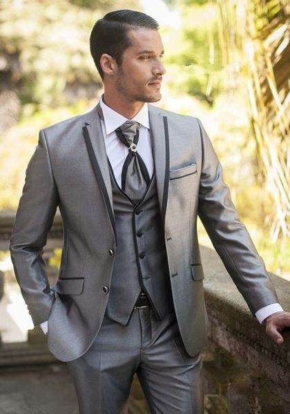 

custom latest coat pant designs men suits wedding groom silver shine material 3 pieces wedding suits for men tuxedo (jacket+pants+vest, White;black