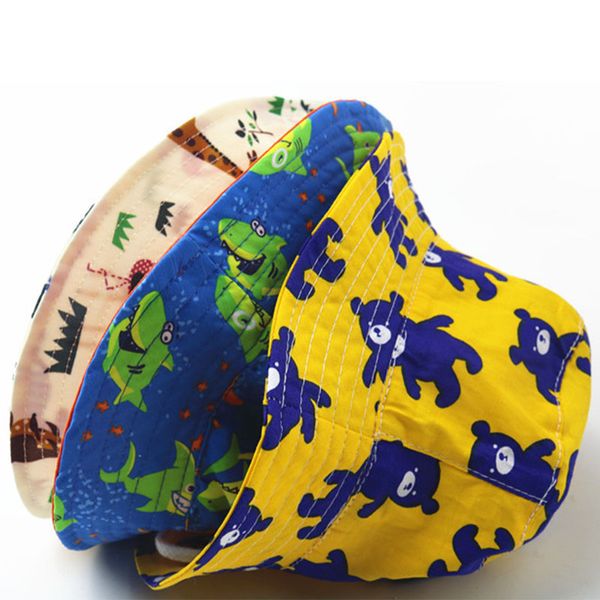 

children's summer new bucket hats boys and girls cartoon suit beach cotton kids fisherman hats baby outdoor travel sun hat