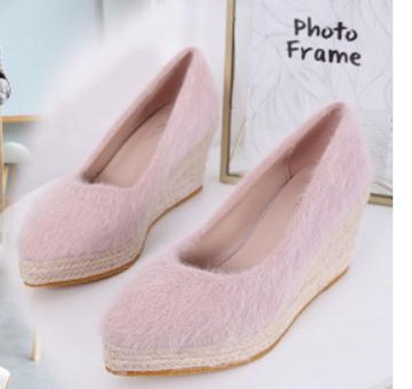 

2020 women's shoes in spring and autumn with new style slope heel pointed end @7089, Black