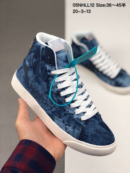 

2020 mens blazer mid qs hh vintage high canvas running shoes for womens blue black fashion sport classic sneakers blazers shoes size 36-45