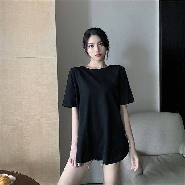 

hong kong футболка жилет моды сексуальных спинки верхней свободная конструкция среднего и длинные с короткими рукавами футболки базы, White