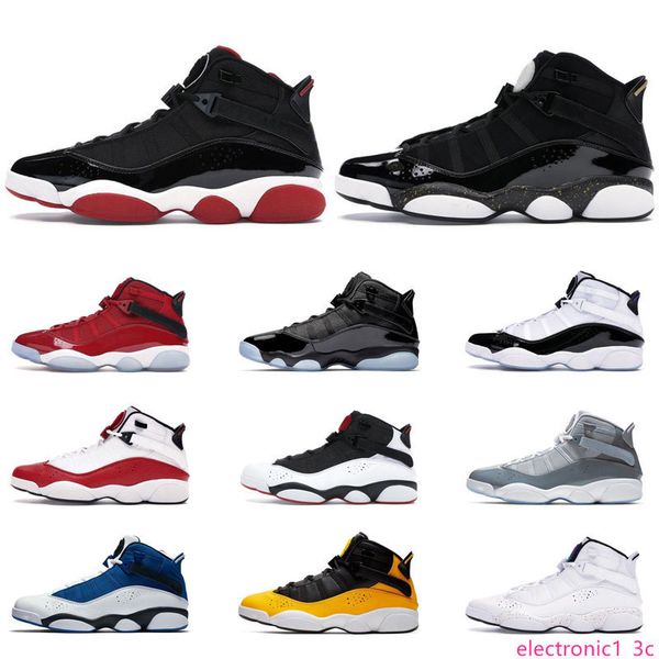 

2020 basketball shoes 6 rings for men bred gym red black mentallic gold team royal concord athletic sports sneakers size 7-11, Black;green