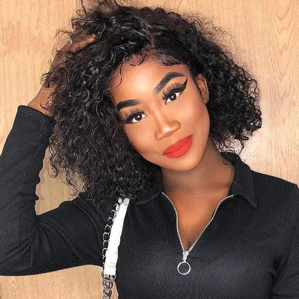 Curly Short Lace Front Human Hair Wigs For Black Women Brazilian