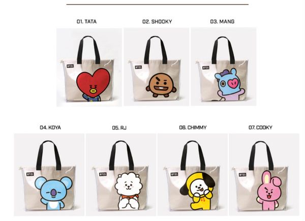 

1 шт. Бесплатная доставка bts bt21 мультфильм холст пвх сумка