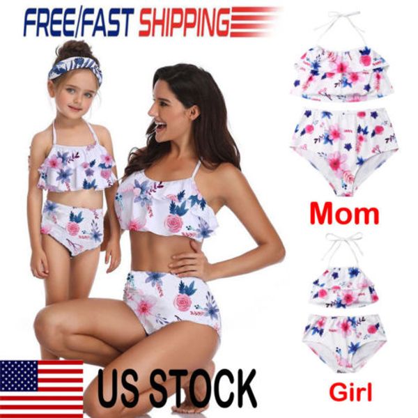

Family Matching Swimsuit Mother Father Girls Boys One Pcs Swimwear Bikini Sets
