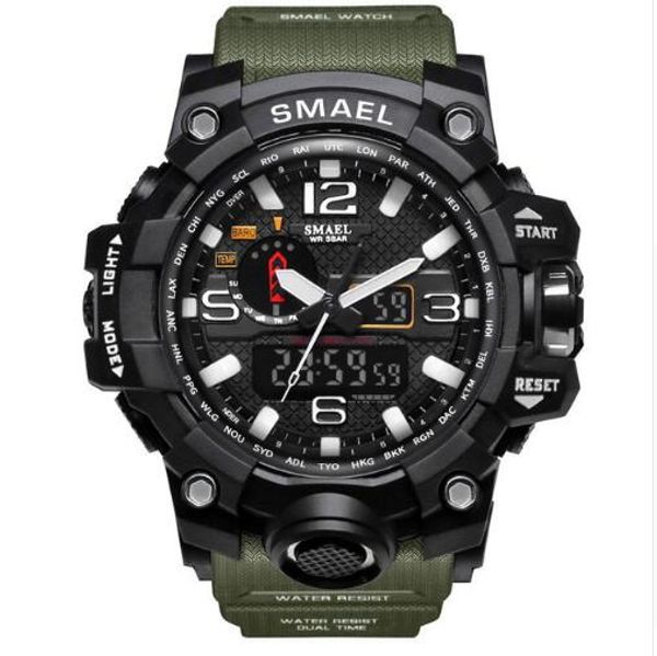 

smael watch 50m waterproof wristwatch led quartz clock sport watch male relogios masculino 1545 sport s men, Slivery;brown
