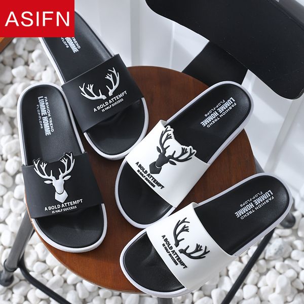 

asifn men fashion slippers outdoor beach flip flops summer mules non slip sport male bathroom man shoes slides zapatos de hombre, Black