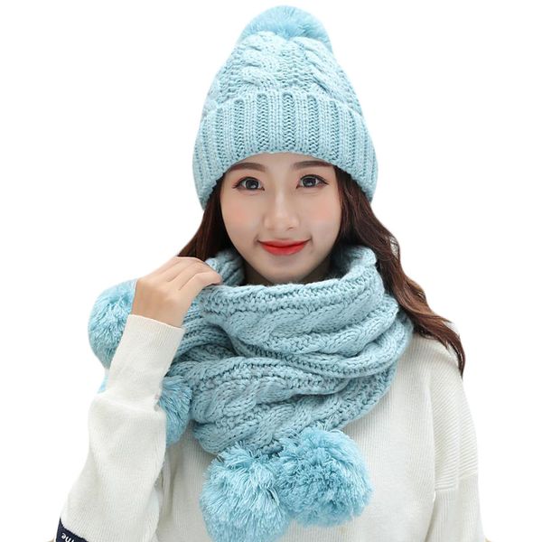 

2018 autumn winter women hats fashion brand hats scarf knitted two pieces set women gorros casual cap scarf chapeu feminino bone, Blue;gray
