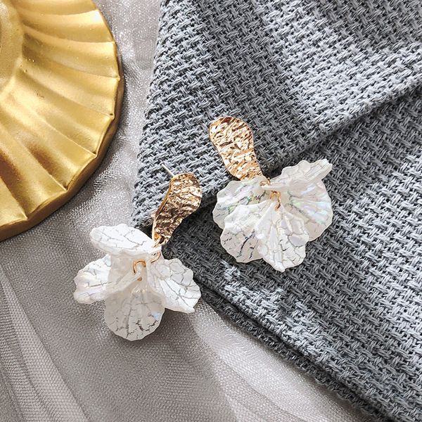 

drop earrings for women 2020 new korean white shell flower petal pearl statement pendientes trendy jewelry, Silver
