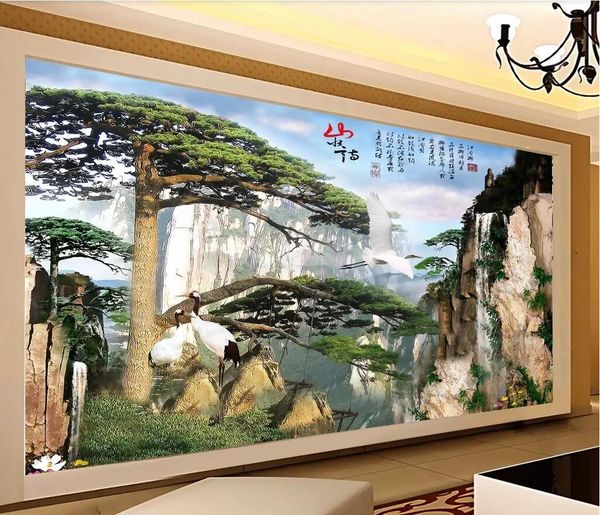 

3d wallpaper custom p murals mountain welcoming pine landscape painting living room tv background wall wallpaper for walls 3 d