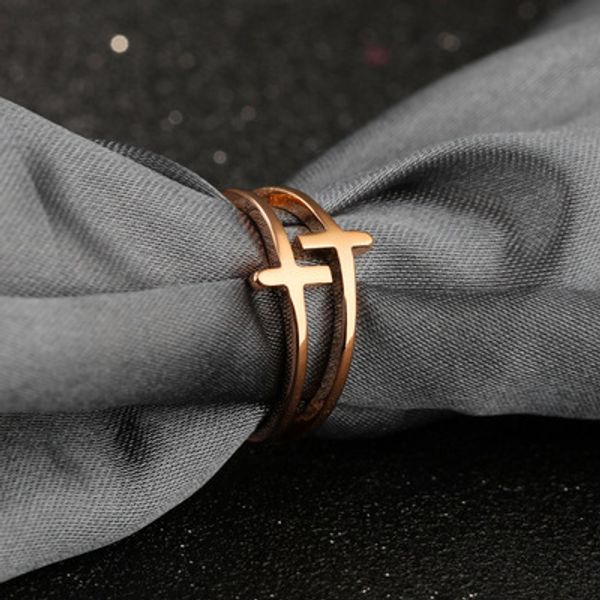 

Doubledecked Cross Crystal Baitao Korean Japanese and Korean Fashion Jewelry Chao Ren Joint Ring Ring Accessory Female