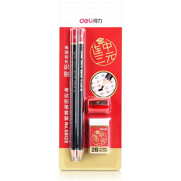 

deli исследование 2b pencil set 2 карандаши отправить точилка для карандашей и ластика школьные принадлежности дерево дети карандаши подароч