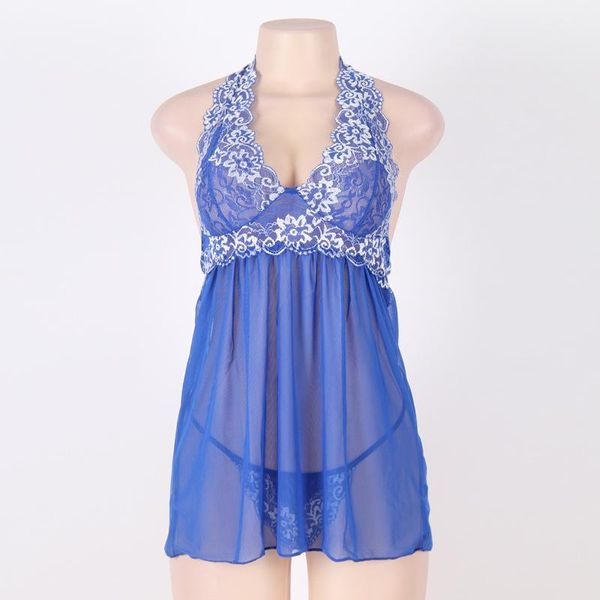 

fashion trend 5xl women summer pyjamas designer female lace halter dress brief underwear 2pcs sets, Black;white