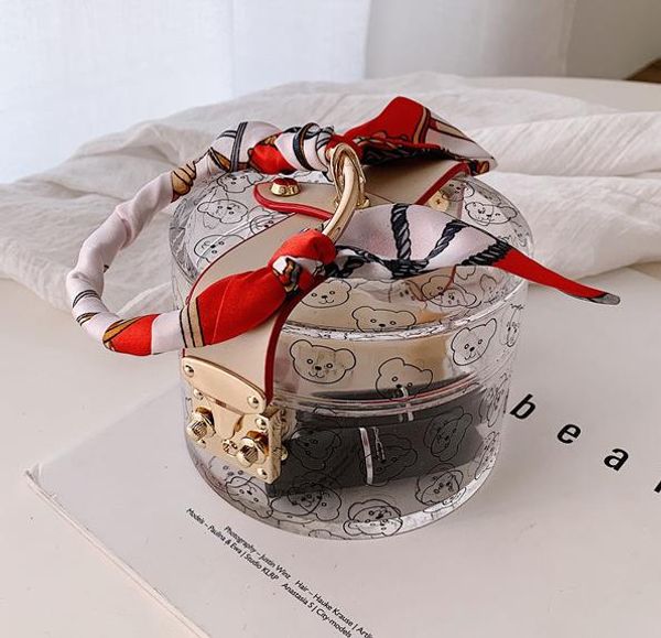 

transparent designer handbags 2020 fashion scarf wild handbag retro small round bag