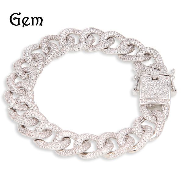 

cuban link chains 2019 zircon cuba bracelet simple men's and women's high-end hip-hop accessories czbracelet, Silver