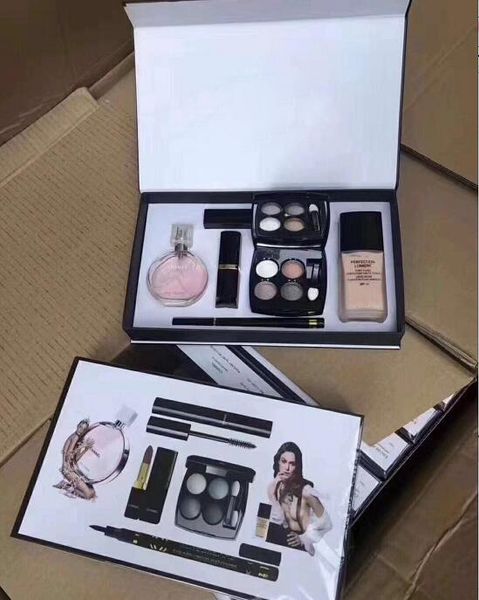 

Luxury 6 in 1 makeup et matte lip tick eyeliner ma cara liquid foundation 15ml perfume et for women make up kit with box gift