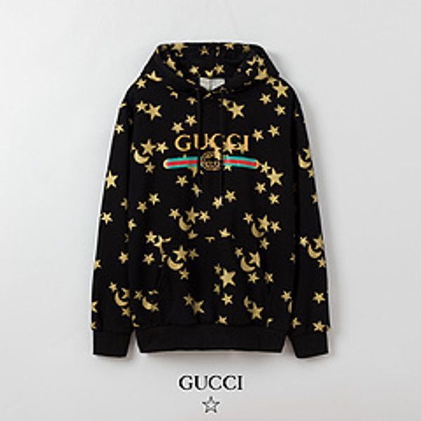 

mens and womens sweatshirt star and moon print youth casual clothes fashion hooded sweatshirt selling 2019 autumn 2 styles, Black