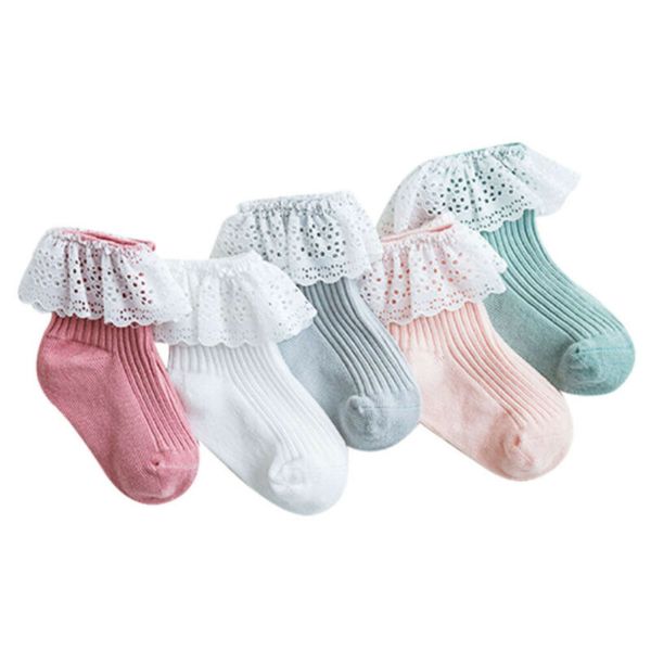 

1 pair princess toddler cute ankle socks ruffle frilly lace gauze summer bow kids breathable baby girls short newborn tutu, Pink;yellow