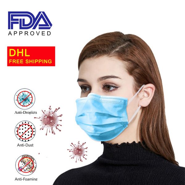

disposable mask mascherine meltblown non woven face masks three layers anti-dust waterproof breathable 7339044 50pcs/1 lot dhl