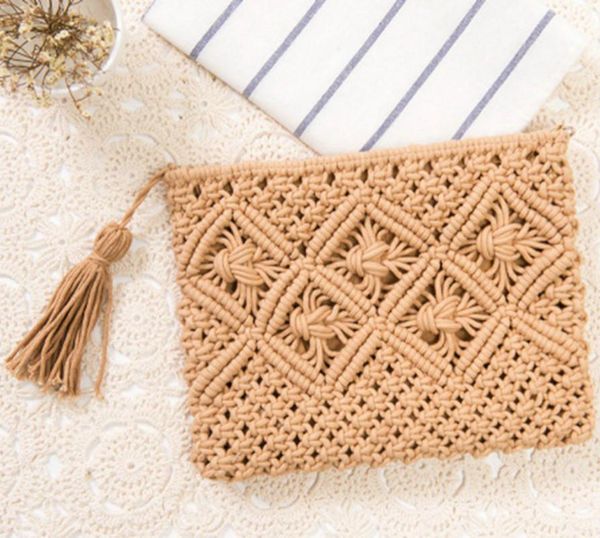 

женская соломенная сумка мода клатч ручной работы ротанг чешский кисточкой пляж