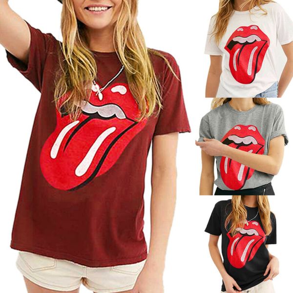 

Casual Women's Short Sleeve Mouth Printed Shirt Summer Holiday Dinner Party Tops