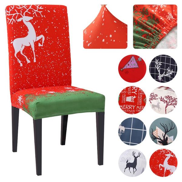 

2020 new printing stretch christmas decor dining room chair cover washable removable stretch seat slipcovers chair covers