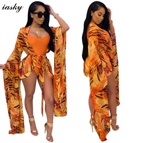

iasky new one piece swimsuit and print chiffon cover up set women swimwear bathing suit beach wear 2pcs/set 3 color, White;black