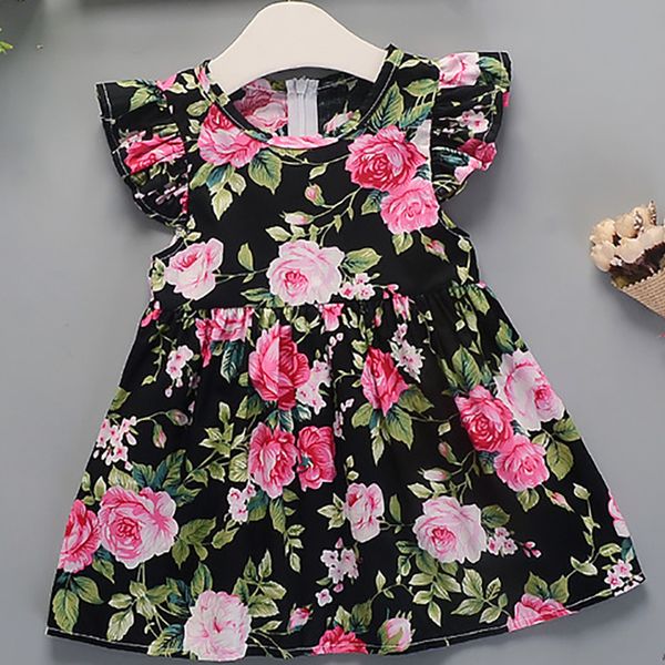 

baby clothing baby girls dresses 2020 summer new girl female cotton dress cotton floral princess tutu dresses, Red;yellow