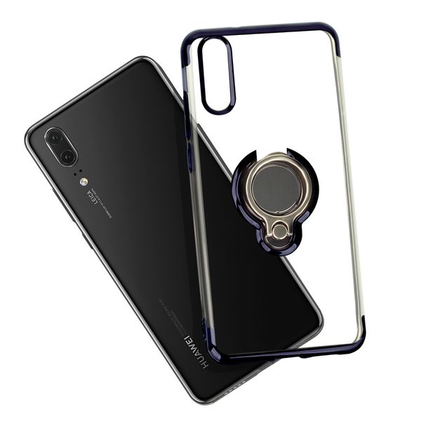 

clear tpu case transparent soft silicone flexible ring holder stand phone cover for huawei mate 20 p20 lite pro samsung s10 note10
