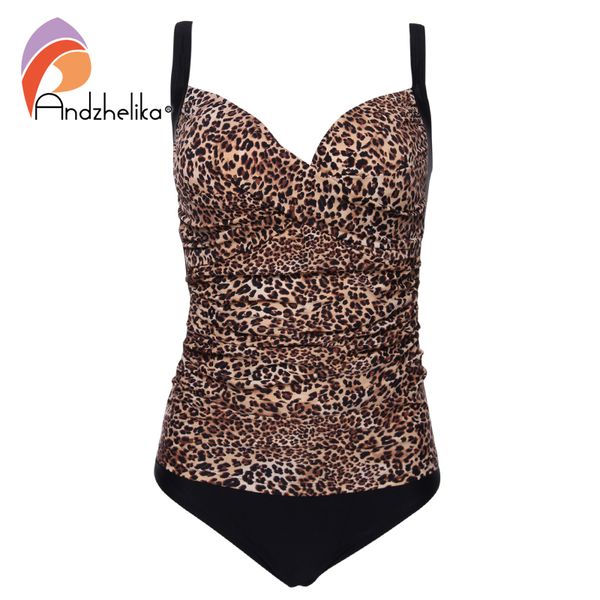 

andzhelika one piece swimsuit women dot leopard swimwear vintage retro bathing suits monokini swimsuit plus size swimwear, White;black