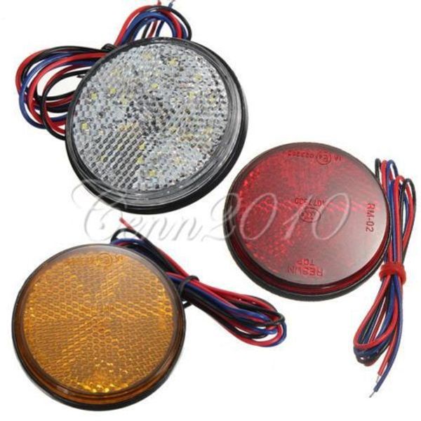 

3 colors led round reflector brake smarker light indicator truck trailer van 2pc