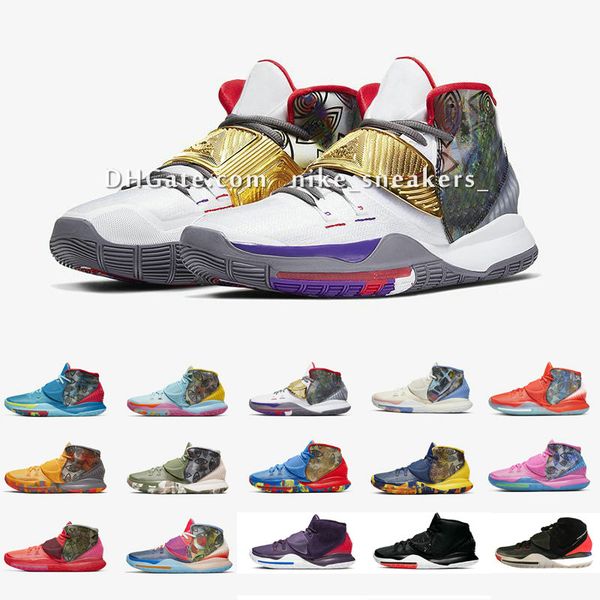 

kyrie 6 vi pre-heat basketbal shoes irving 6s women kids boys girls children training shoes 11 city cities with original box size us4-12 s3, Black