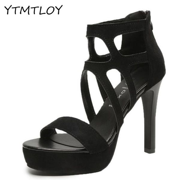 

brand new 2020 women shoes high heels platform shoes pump party wedding sandals open toes for women zaoatos mujer, Black