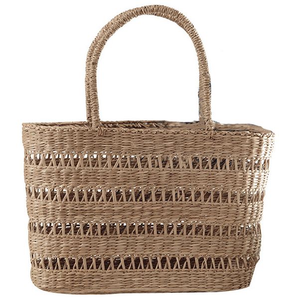 

woven straw bag women handbags handmade ladies beach picnic basket bag travel tote hollow out holiday bohemian rattan