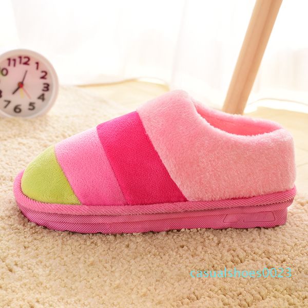 

women warm striped slipper indoorsanti-slip winter house shoes new arrival 2018 casual shoes c23, Black