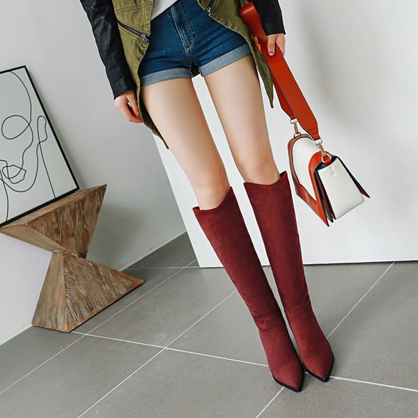 

wholesale shoes woman boots smooth genuine fur high heel women boots autumn winter boots pointed toe shoes ladies booties, Black