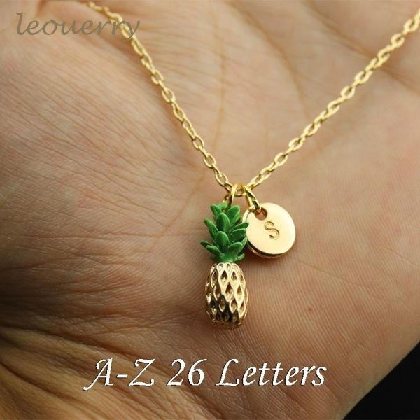 

leouerry a-z 26 letters initial charms gold pineapple pendant necklaces for women fashsion initial necklaces chic clavicle chain, Silver