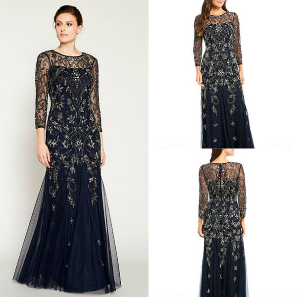 

2019 chic navy mother of the bride dresses lace appliqued beaded jewel neck plus size mother wedding guest dress custom made evening gowns, Black;red