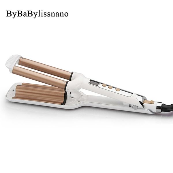 

bybabylissnano lcd display hair wave curler iron ceramic triple barrel curling iron wand fast heating hair waver styling tool
