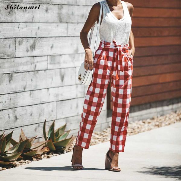 Compre 2019 Mujeres Estilo Coreano Rojo Y Blanco Pantalones A