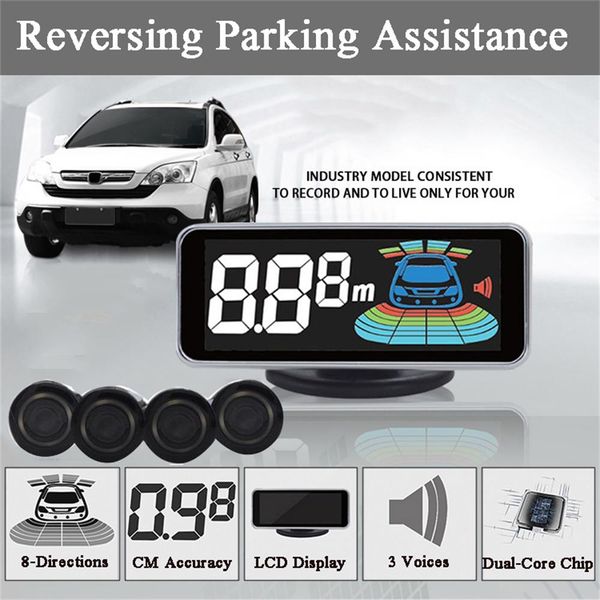 

okeytech 4 sensors parking sensor reversing led digital auto parktronic assistance alarm system for all car