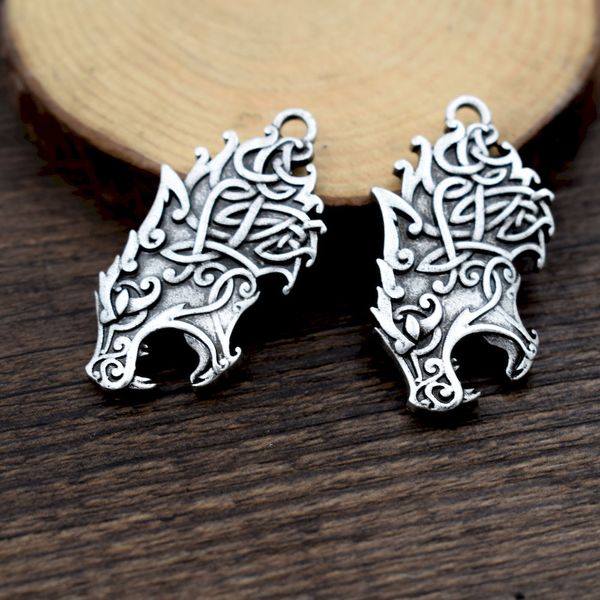

sanlan 5pcs celtics wolf charm, Silver