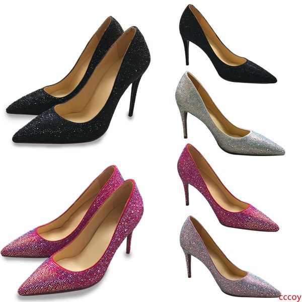 

fashion luxury designer high heels women shoes shoes nude black red glitter pointed toes pumps dress shoes with